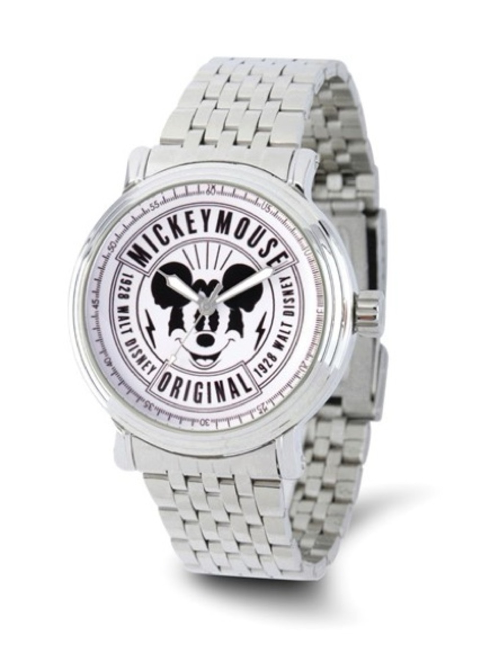 Disney Mickey Mouse Original Silver Men's Bracelet Watch/discontinued